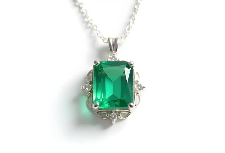 Luxurious Emerald and Diamond Pendant Necklace